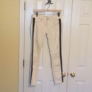 Free People Skinny Jeans with Vegan Leather stripe